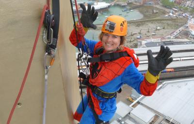 Rachel abseils 100m to raise funds for The Dream Trust