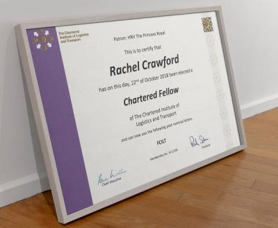 Rachel Crawford elected a Chartered Fellow of CILT